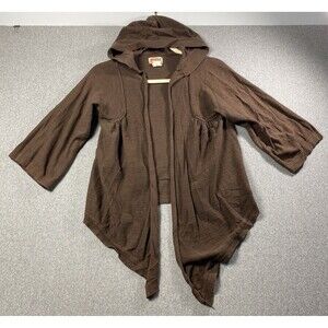 Mudd brown hooded cardigan with an asymmetrical hem Size S